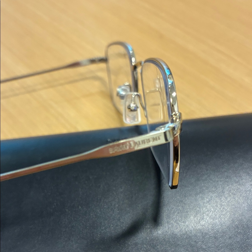 Saint Laurent Silver Rectangular Metal Frame Glas… - image 5